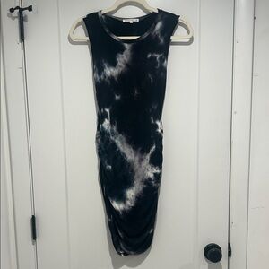 Chic Black and White Tie-Dye Mini Dress